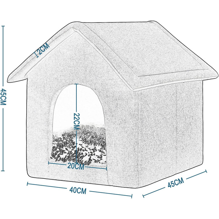 Будка для собак та котів EUGAD з плюшевою подушкою, 45x40x45 см, сіра