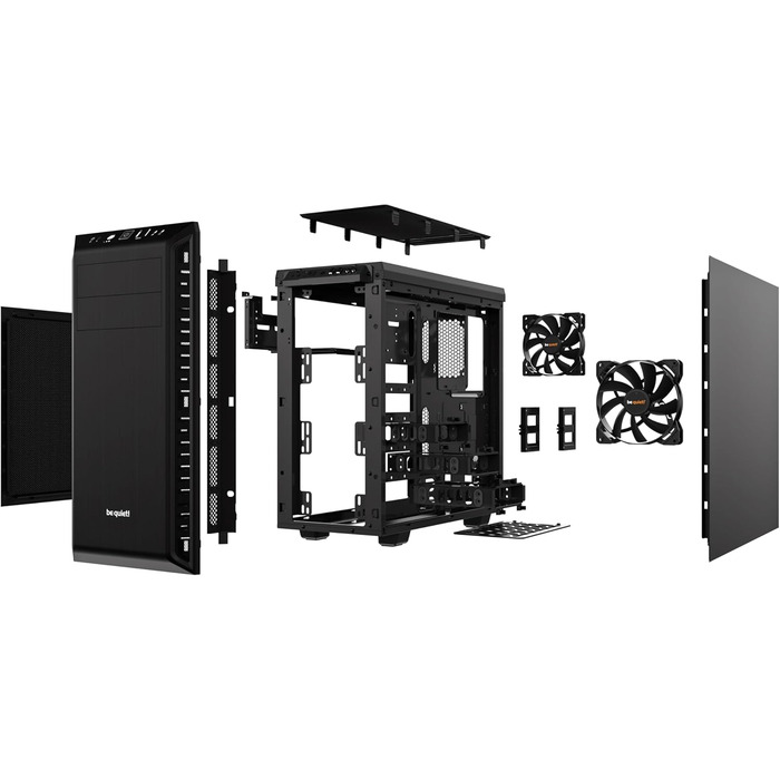Корпус ПК be quiet! Pure Base 600 Black: 2 вентилятори Pure Wings 2, підтримка радіаторів до 360 мм, 3-рівнева система керування вентиляторами