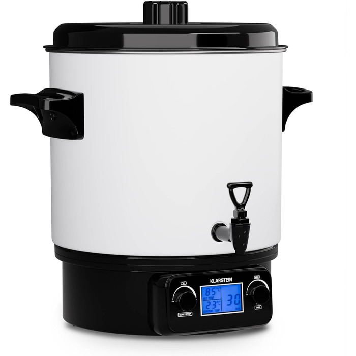 Klarstein Biggie Small - Canning Machine, Canning Pot, Preserving Pot, Mulled Wine Maker, electric, 16L capacity, 2000 watts, adjustable temperature, timer up to 120 minutes, (White, 27 Liter (digital))