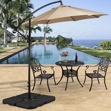 Yaheetech 4-Piece Parasol Stand, Umbrella Stand, Umbrella Weight with 80 kg Sand or 60 kg Water Fillable, Weight Plates, Market Umbrella Stand for Ground Cross, Black
