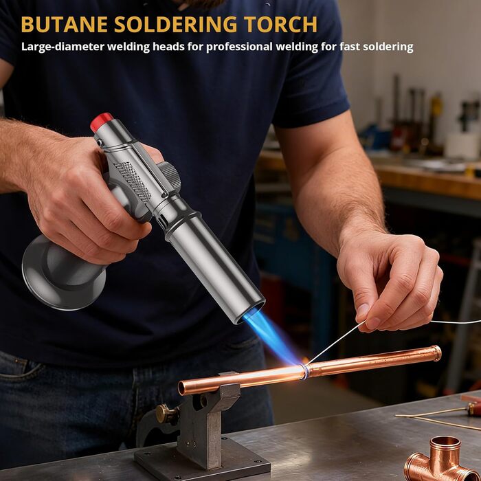 Професійний пальник Sondiko SW-801 Pro: наповнюваний металевий газовий пальник для кухні та зварювання, регульоване полум'я, вітростійкий, для чоловіків (бутан не входить)