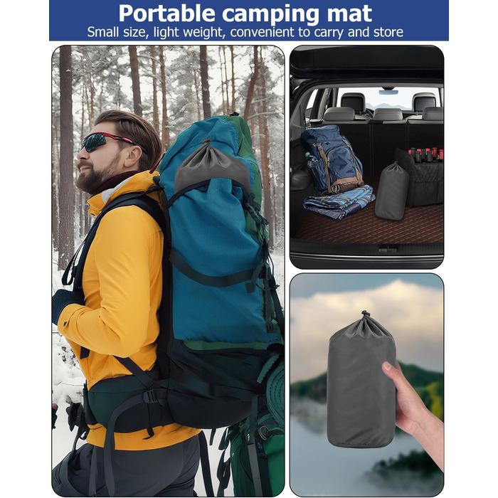 Tixexo Self-Inflating Sleeping Pad - Camping Air Mattress with Foot Pump - 13cm Thick, Spliceable, Outdoor Hiking & Camping Cushion - Grey