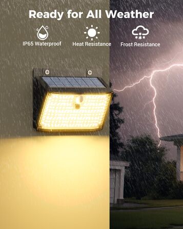 Світлодіодний сонячний ліхтар nipify з датчиком руху, 6 шт, 168 LED, 3 режими, IP65, тепле біле світло, для вулиці, стіни та саду