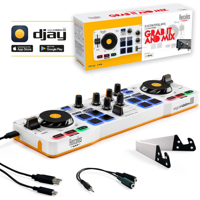 DJ контролер Hercules DJControl Mix - бездротовий Bluetooth контролер для смартфонів, djay App, 2 деки