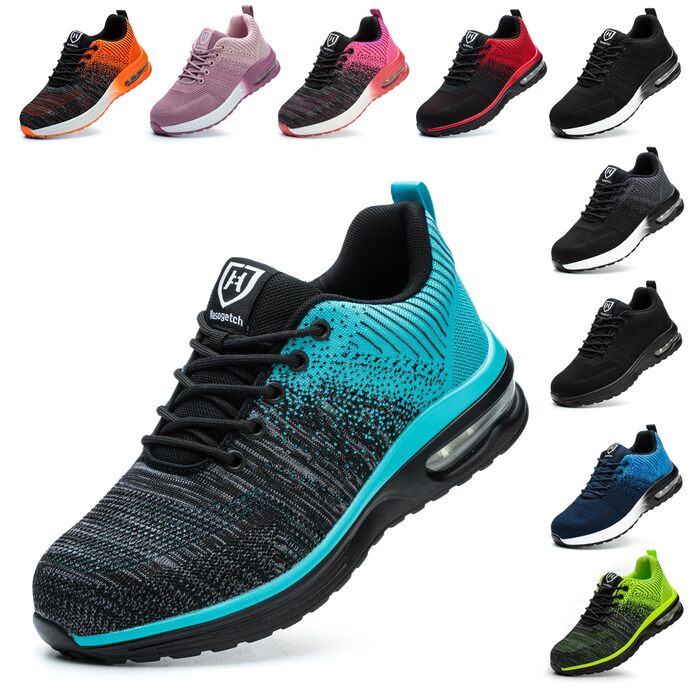 Черевики робочі чоловічі/жіночі, захисні, спортивні, з металевим підноском, антиковзаючі, дихаючі (47 EU, Цянь)