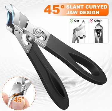 Набір з 5 шт. кусачок для товстих нігтів, широкі губки, для пальців та нігтів, гострі кусачки для врослого мізинця, з довгим руків'ям, помаранчеві