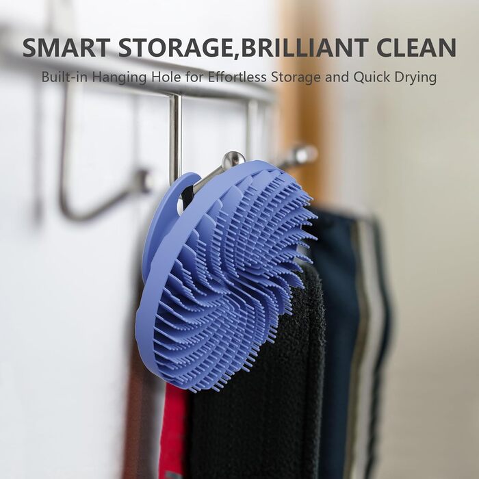 Силіконова щітка для тіла Beautail: м'який скраб для чутливої шкіри, для душу, з неслизькою ручкою, фіолетова