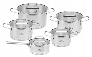 Набір каструль Gerlach Ambiente з нержавіючої сталі, 10 предметів
