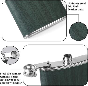 Набір фляга 260 мл з нержавіючої сталі, фляга для віскі, міні-фляга, подарунок (зелена)