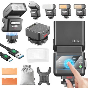 Godox IT32: Світловий прилад для камери Canon з TTL, X5C, GN18, 510 спахів, сенсорний екран та LED-підсвічуванням