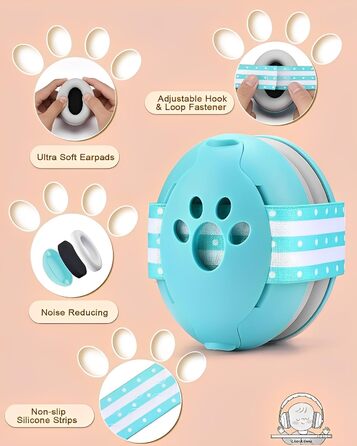Навушники для захисту від шуму для малюків 0-36 місяців, блакитні. Регульоване антиковзне наголов'я, ідеально підходять для сну, подорожей та повсякденного використання.