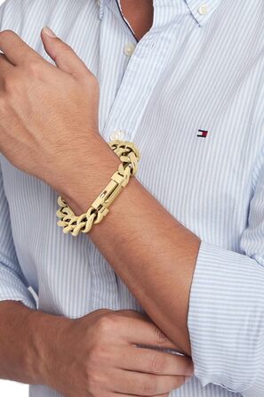 Браслет чоловічий Tommy Hilfiger з нержавіючої сталі з логотипом (золотистий)