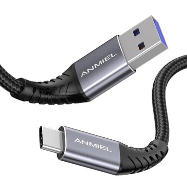 Кабель USB-C, 1м, 3.1A, 5Gbps, плетений, USB 3.0, для Samsung Galaxy, Sony, LG, HTC, чорний