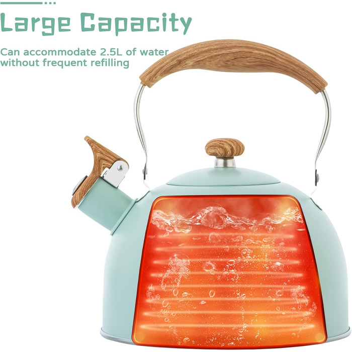 Чайник-заварник зі свистком, нержавіюча сталь, Induktion, для всіх плит, з ергономічною ручкою