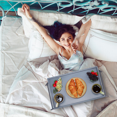 Relaxdays Bamboo Bed Table - Grey