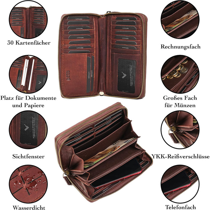 Lavalen® Women's Wallet Large - Leather - Large Women's Wallet - Large Women's Wallet RFID - Large Women's Wallet - Women's Wallet - Women's Leather Wallet - Women's Gift