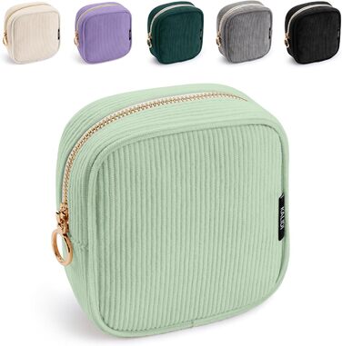 Косметичка жіноча KALIDI з корду, зелена, з відділеннями, на блискавці, для подорожей