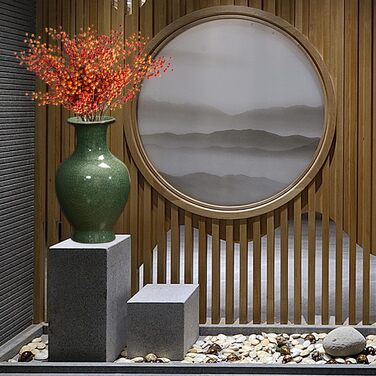 Керамічна ваза ручної роботи, велика, зелена/антична, для вітальні, каміна, декору столу, букетів, пампас, зелена