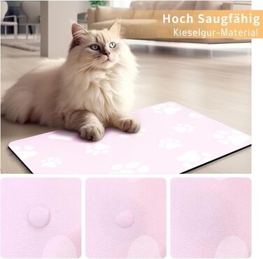 Підкладка під миску для котів JanYoo 50x35 см, водовідштовхувальна, неслизька, сіра (3-Рожевий)