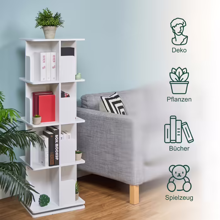 Relaxdays White Rotating Bookshelf