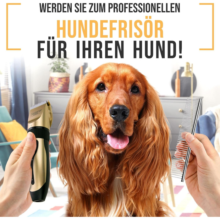 Набір для стрижки собак та котів: професійний триммер для густого хутра з низьким рівнем шуму, золотий