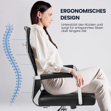 Офісний крісло Yaheetech з ергономічним дизайном, з підлокітниками, для офісу та дому, чорний, до 136 кг