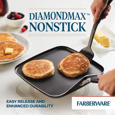 Набір кухонного посуду Farberware Cookstart DiamondMax: 15 предметів (каструлі, сковороди, форма для випічки, інструменти), антипригарне покриття, чорний, гриль-пательня 27.9 см, придатний для миття в посудомийній машині