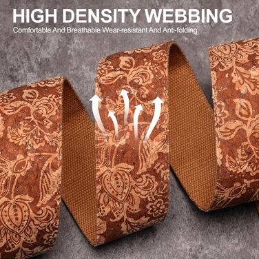 Гітарний ремінь з натуральної шкіри (2 дюйми) для акустичної, бас та електрогітари. Регулюється від 96 до 163 см. М'яка обробка деревини, коричнева квітка.