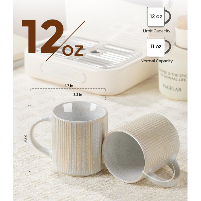 Набір посуду GBhome з каменю, 18 предметів, ручна робота, набір посуду з реактивною глазур'ю, для 6 осіб, безпечний у мікрохвильовці та посудомийній машині, глибокий зелений (бежевий, 6 чашок)