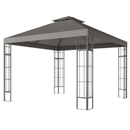 Outsunny Gazebo with Double Roof, approx. 3x3 m Water-Repellent, Stable, Winter-Proof Garden Gazebo with UV Protection, Party Tent made of Metal, for Garden, Terrace, Dark Grey | Aosom