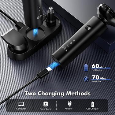 Електричний голкостружка Etrobot Glatzen для чоловіків, для голення голови, вологостійкий, з LED-дисплеєм, USB-C, MOJO 1 Wireless (3D)