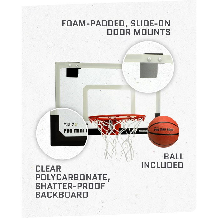 SKLZ Pro Mini баскетбольний кошик - ігровий кошик для дому з м'ячем, SKLZ Pro Mini Hoop