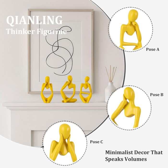 Набір керамічних ваз – 3 шт. Вази у стилі фермерського дому, декор для дому, вітальні, столу, каміну та входу (жовтий)