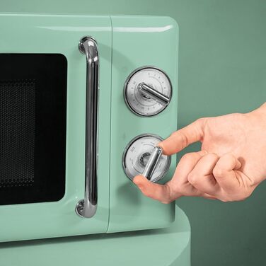 Мікрохвильова піч Cecotec Proclean 3110 Retro Green з грилем, 700 Вт, механічне керування, зелений колір, таймер до 30 хв, функція розморожування, сталеве покриття