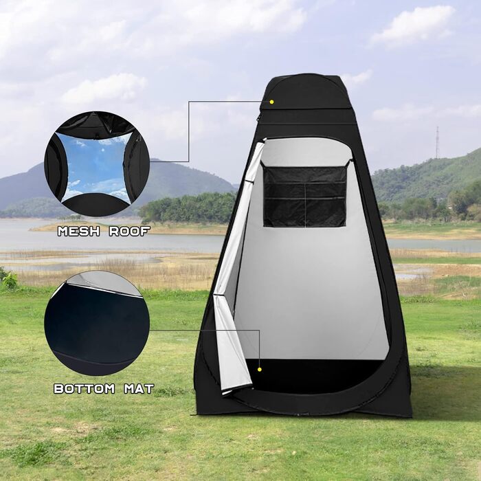 Brian & Dany Pop Up Camping Shower Tent - Portable Changing Tent with Rainfly & Windows - Outdoor Privacy Shelter, UPF 50+ Waterproof, 120x120x190cm