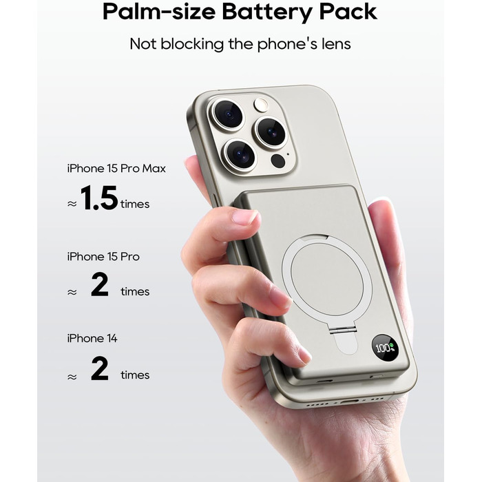 Power Bank Magsafe 5000mAh/10000mAh (Titan) з PD 20W та бездротовою зарядкою для iPhone 16/15/14