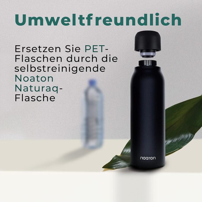 Naturaq Schwarz 600 ml, UV-C, Water Purifier, Self-Cleaning Stainless Steel Insulated Water Bottle, Thermos, Lightweight, for Camping, Hiking, Travel