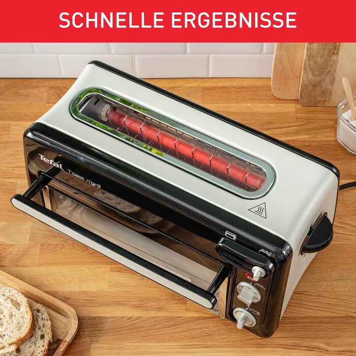 Tefal Toast n’ Grill TL6008 | 2-in-1 Toaster and Mini-Oven | Very energy-efficient and fast | 1300 Watt | 43.5 x 28.5 x 22.5 cm | Black/ Matte aluminum | 220-240V | 50-60Hz Single