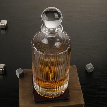 Whiskey Decanter Set with 2 Glasses - Modern Design, 765ml - Ideal for Scotch & Liquor