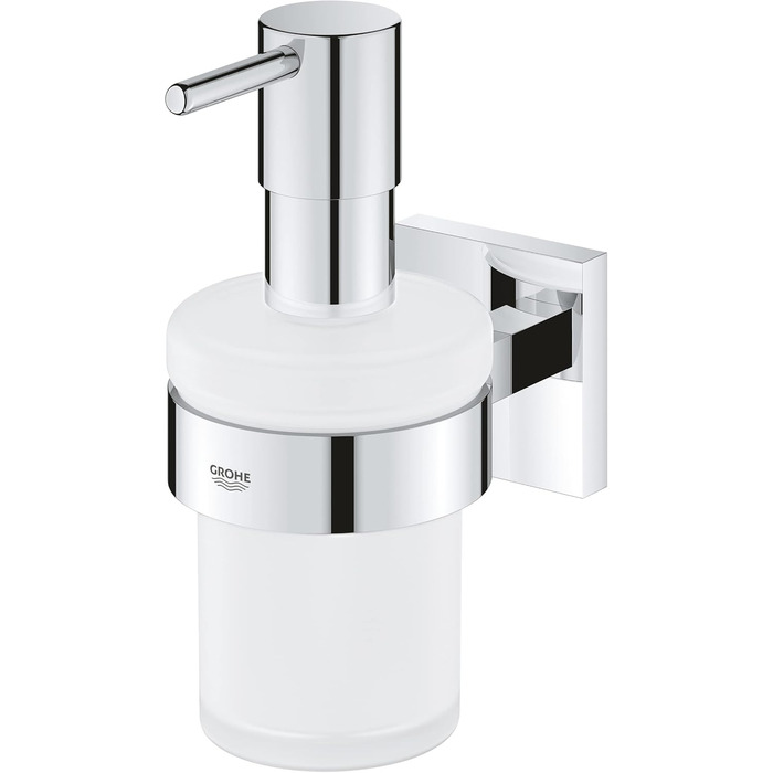 GROHE Start Cube Soap Dispenser with Holder (Capacity 160ml, concealed mounting, Material: Glass/Metal), Chrome, 41098000