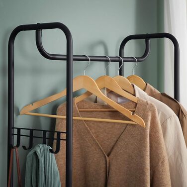 VASAGLE Coat Rack, Coat Stand, Clothes Rack with Shoe Storage, Shoe Shelf, Entryway, Bedroom, 58 x 28 x 181 cm, Scandinavian, Matt White-Gold Oak Finish HSR81WN (Vintage Brown + Black)