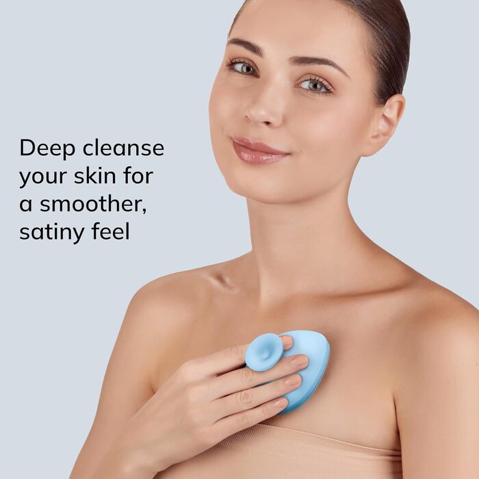 Електрична щітка для тіла GESKE Body Brush 4 в 1 для глибокого очищення та масажу, силіконова, Aquamarine
