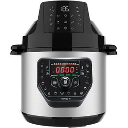 Cecotec programmable oven with GM H Fry Air Fryer head. Multifunction kitchen robot, 6-liter capacity, forward-opening lid, 24-hour programmable, adjustable temperature, recipe book Model H Fry