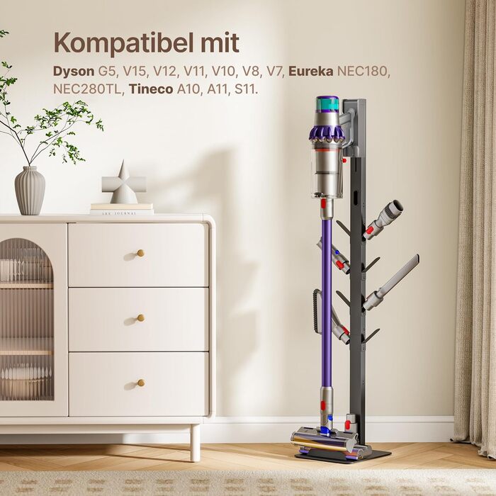 Стійка для пилосогів Dyson Gen5, V15, V12, V11, V10, V9, V8, V7, V6, Tineco S11, A10, A11, Eureka NEC180/280TL з 8 гаками, на підлогу, без свердління