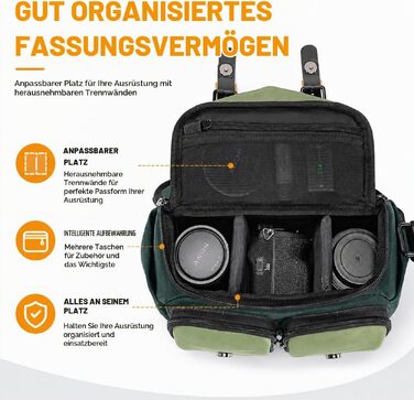 Сумка-чохол для DSLR камери Cwatcun, водовідштовхуюча сумка через плече для фотоапарата, зелена, розмір M