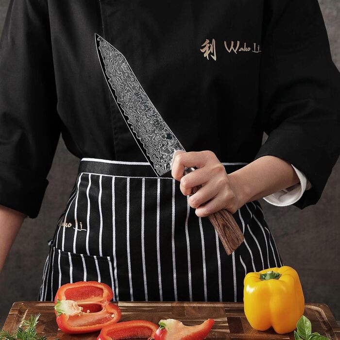 Ніж кухарський Wakoli EDIB Pro Kiritsuke Damast (VG10) 20 см, ручка Pakka, подарункова коробка, гравіювання