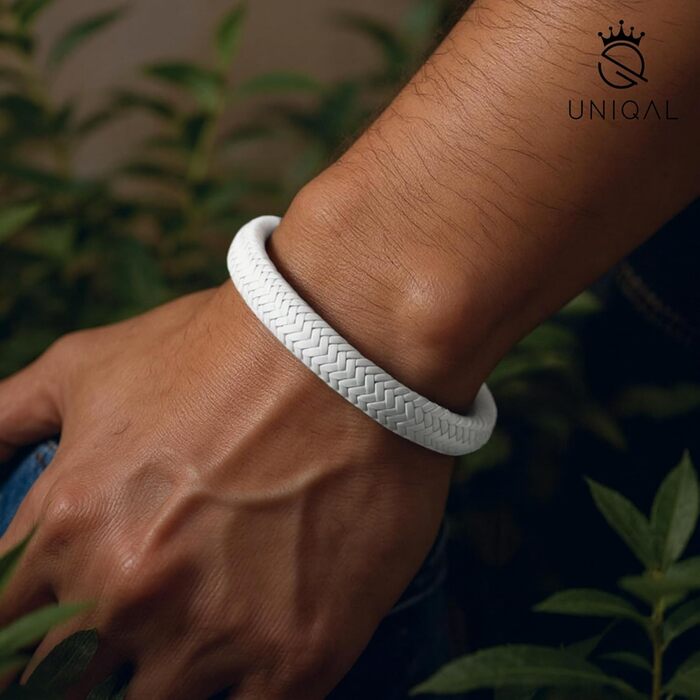 Чоловічий шкіряний браслет UNIQAL 'BRAID' з плетінням, чорний, 19 см + Подарункова коробка