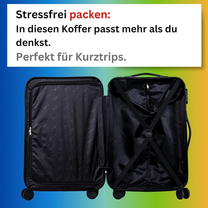Чемодан NOWI Hartschaenkoffer Mittegroß: 68 літрів, 8 коліс, ABS, з TSA-замком та телескопічною ручкою. Ідеальний для подорожей, ручної поклажі та середніх поїздок