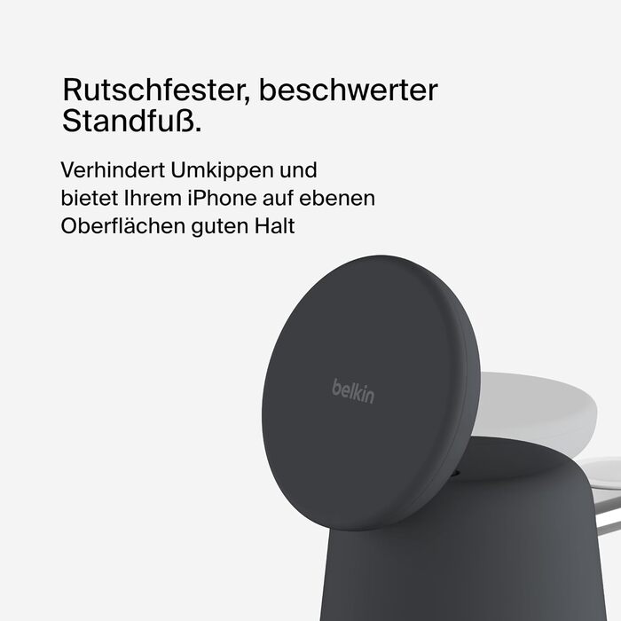Беспроводная зарядная станция Belkin BoostCharge Pro 2-в-1 Qi2 15W MagSafe для iPhone, Apple Watch, AirPods (вугільний)