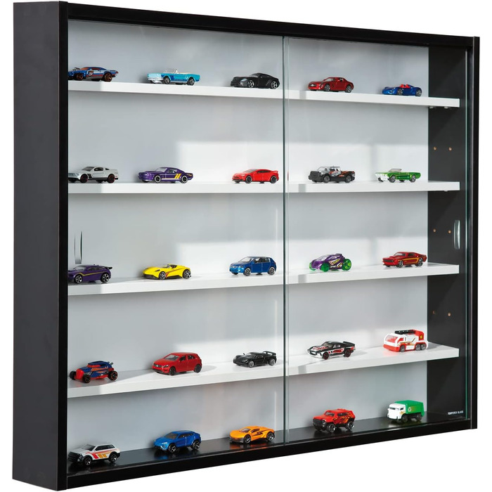 Inter Link - Collector's Cabinets - Hanging Display Cabinet - Wall Shelf - Glass Cabinet - Wall Display Cabinet - Hanging Shelf - Showcase - MDF - Black/White (80x60x9.5 cm) Collecty Black Black, White